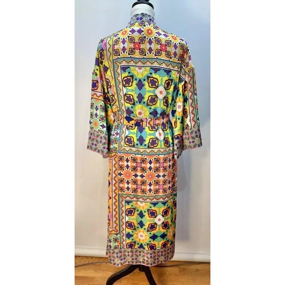 Zara Womens Size S Satin Colorful Long Kimono Robe Boho Festival - Picture 10 of 10
